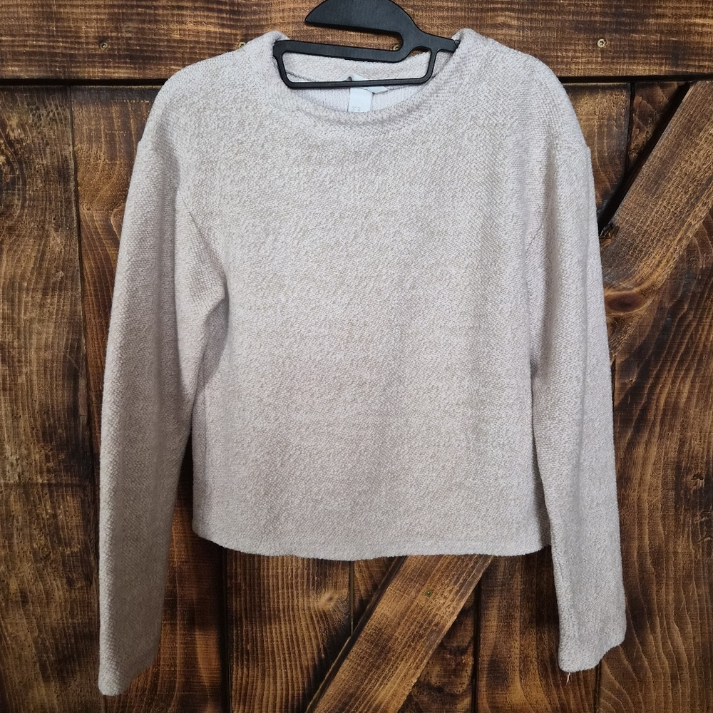H&M Oatmeal Knit Sweater XS Neutral Minimalist Cozy Crewneck Pullover